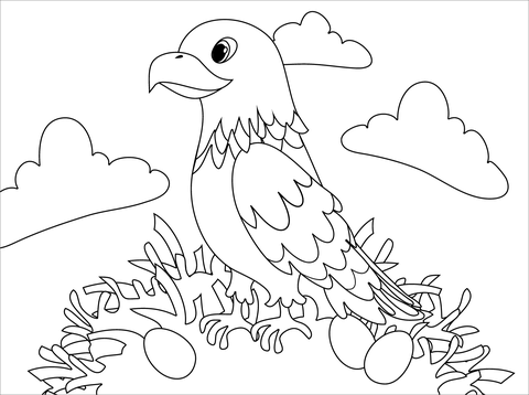 Cute Hawk Coloring Page